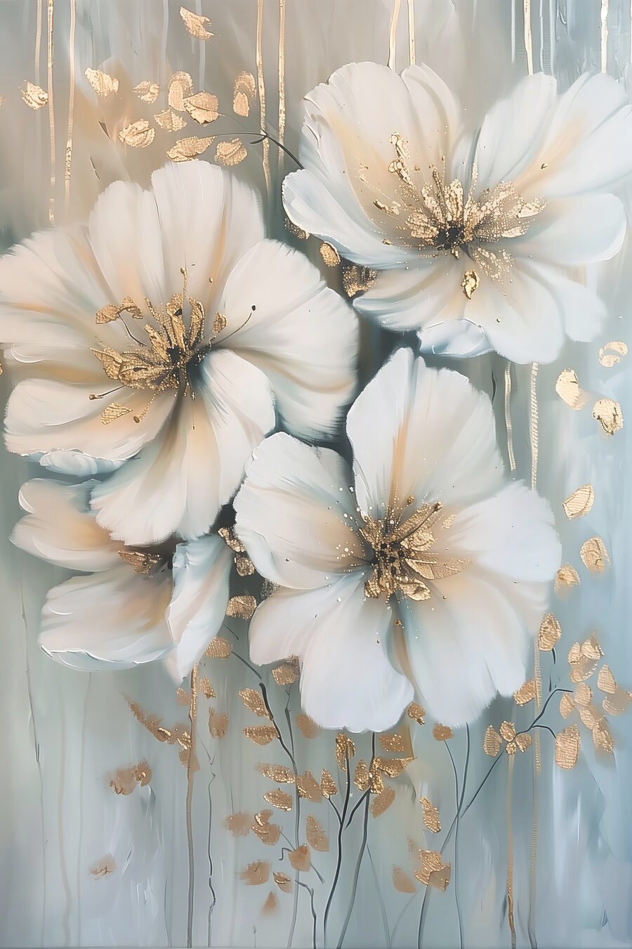 Bloemen tussen blauwe banen — volledig ontwerp