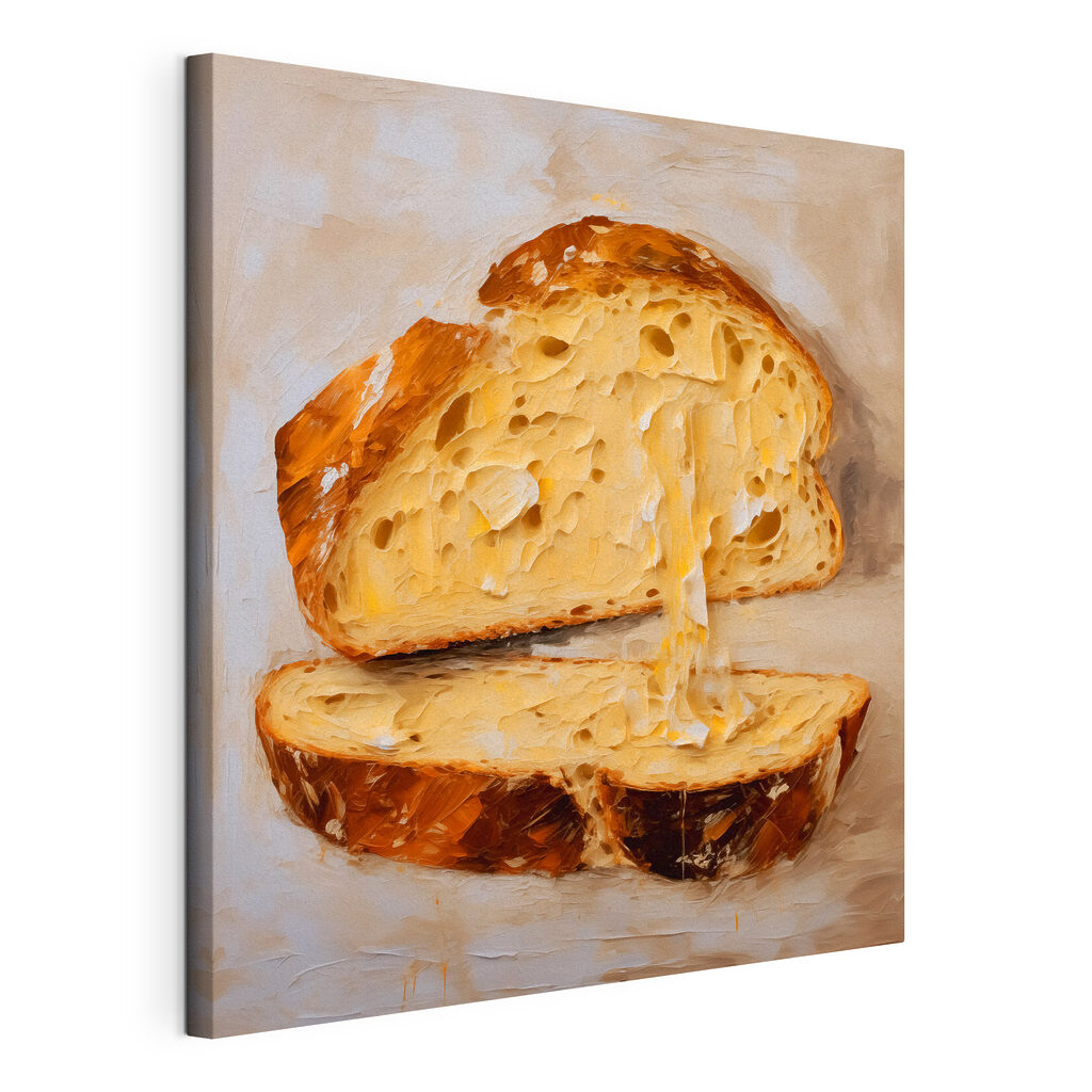 Vers brood met boter, gespannen canvas met doorlopende rand