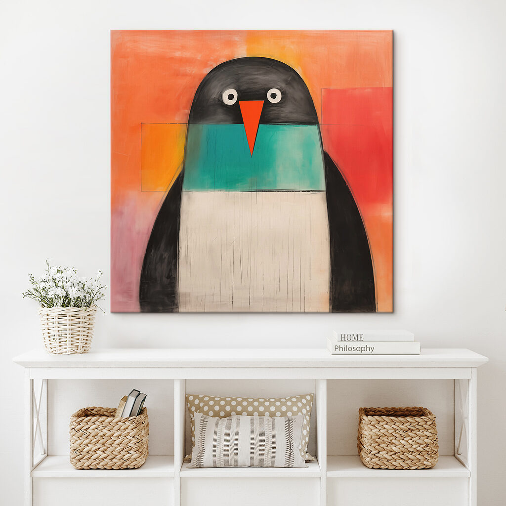 Pinguïn in eenvoudige kleurvakken — interieur 2