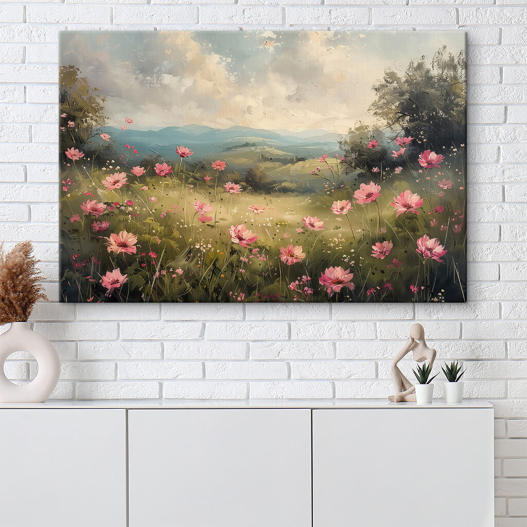 Roze bloemen boven dal — interieur 3