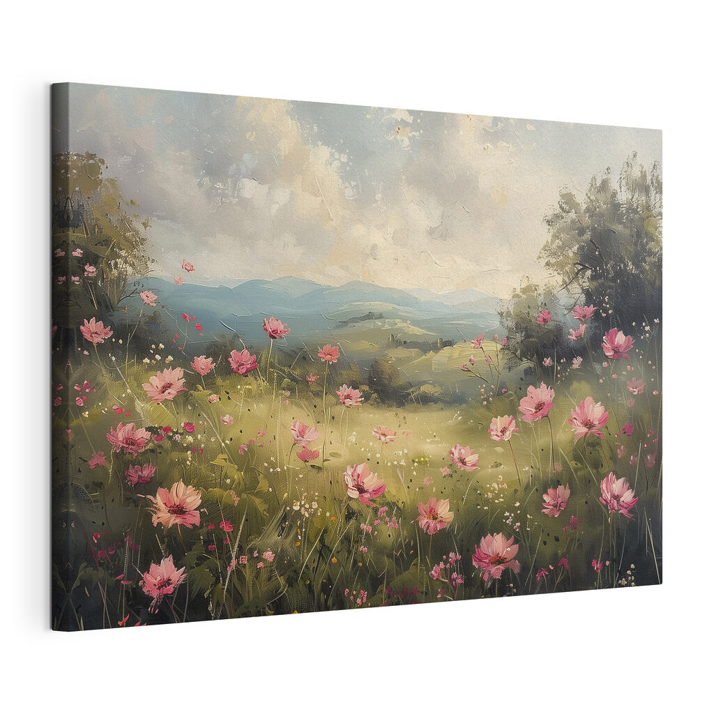 Roze bloemen boven dal — productweergave