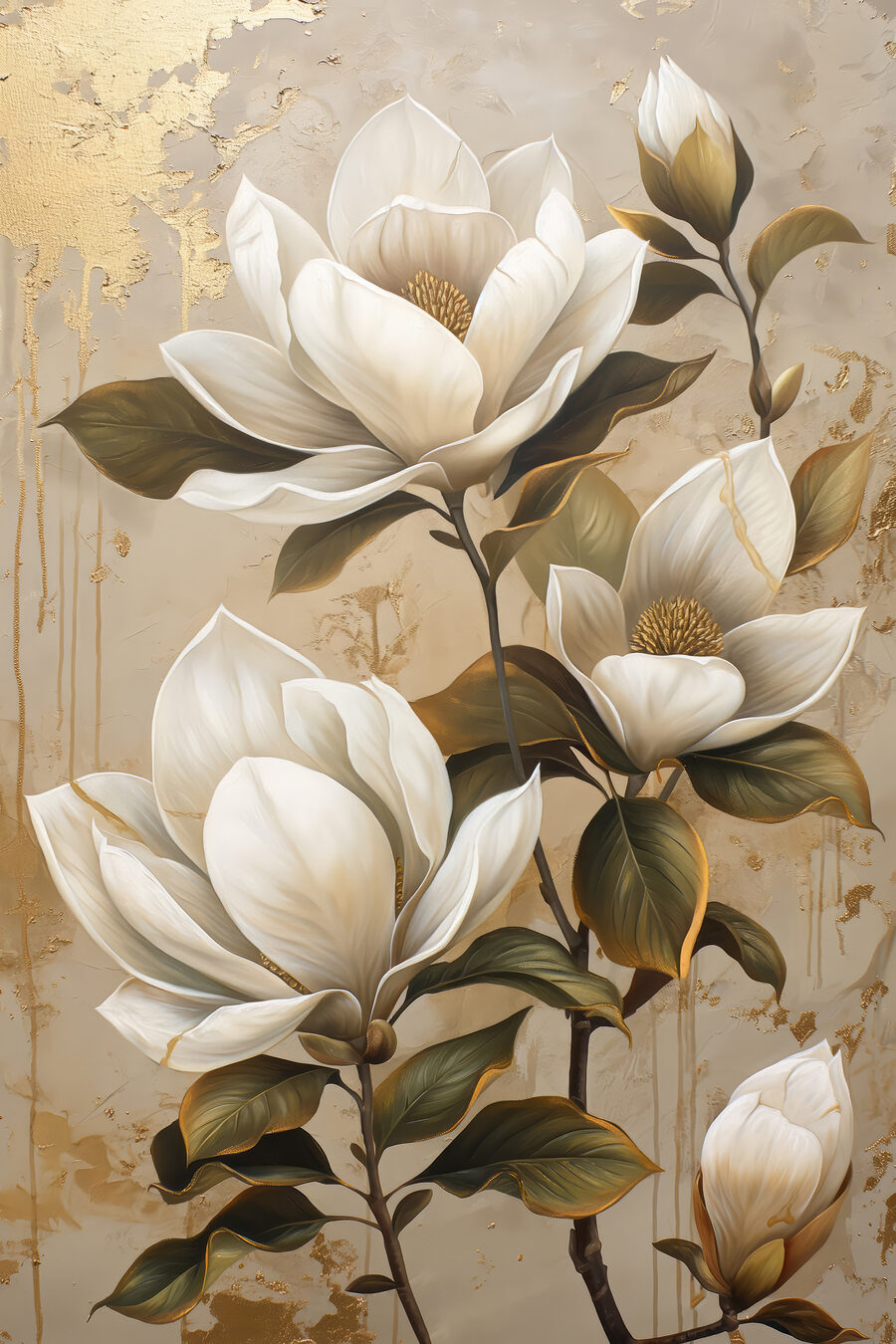 Magnoliatak op warm beige — volledig ontwerp