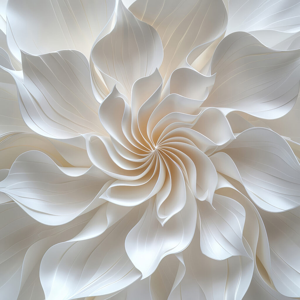 Een witte bloemenspiraal — volledig ontwerp