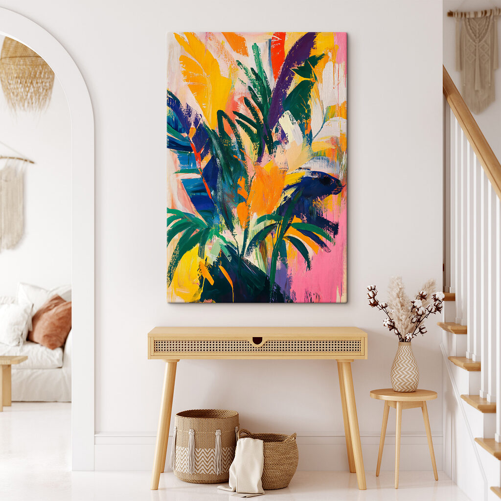 Tropische bladeren in verfstreken — interieur 2
