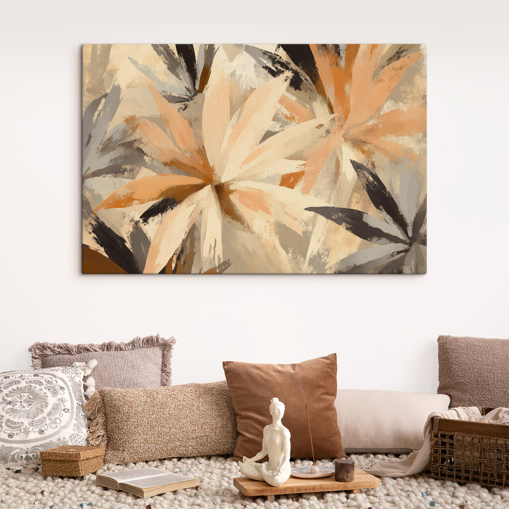 Bladeren in brede aardetinten — interieur 1