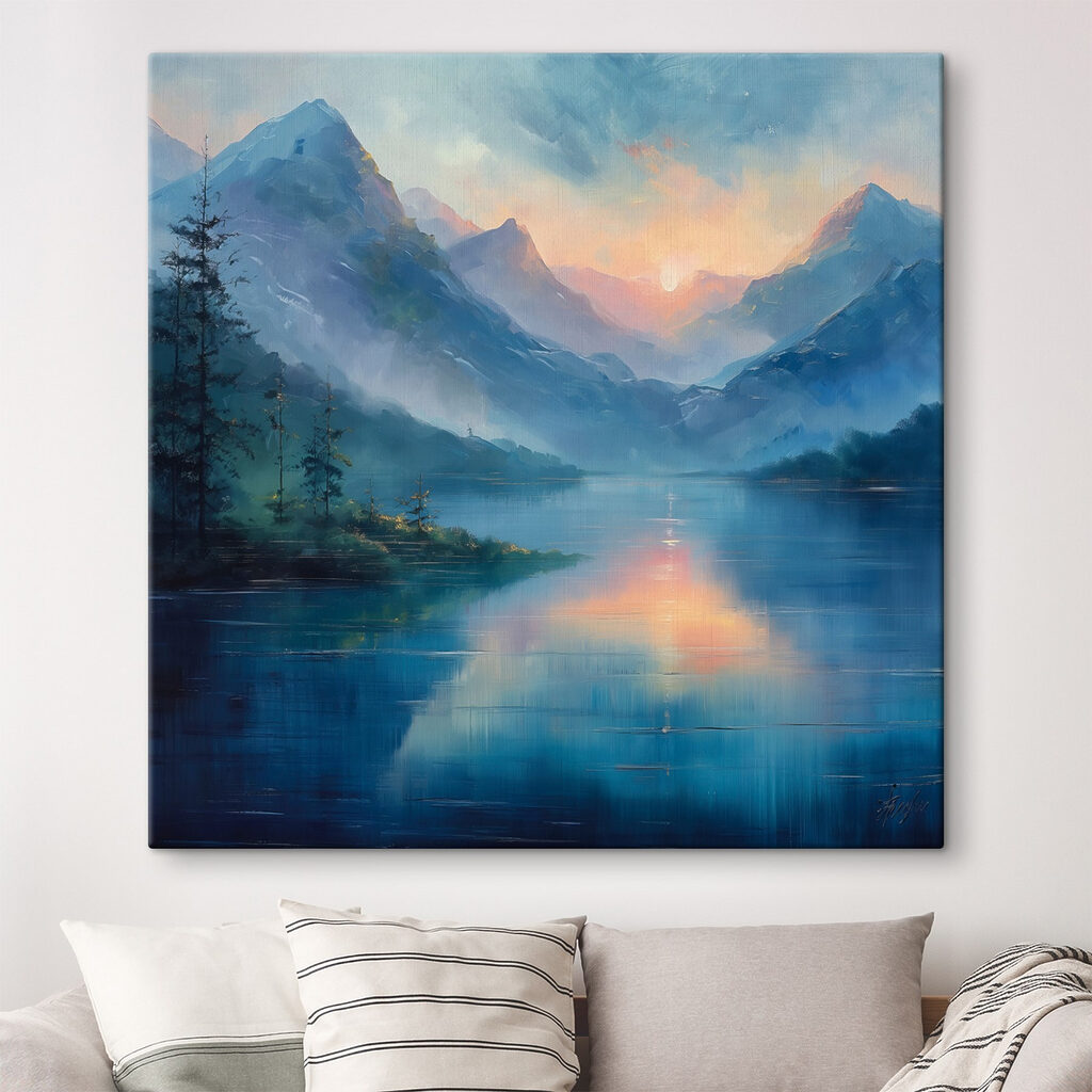 Bergmeer in blauwe avondnevel — interieur 3