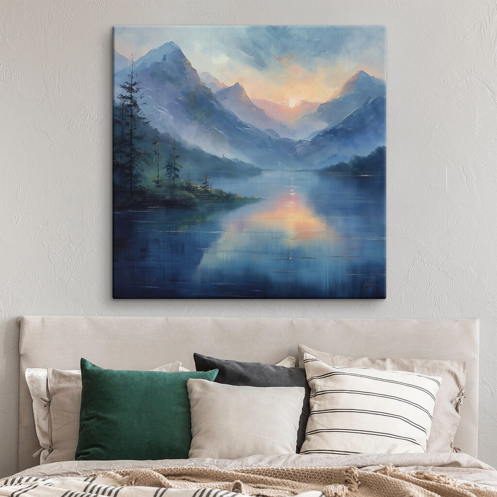 Bergmeer in blauwe avondnevel — interieur 2