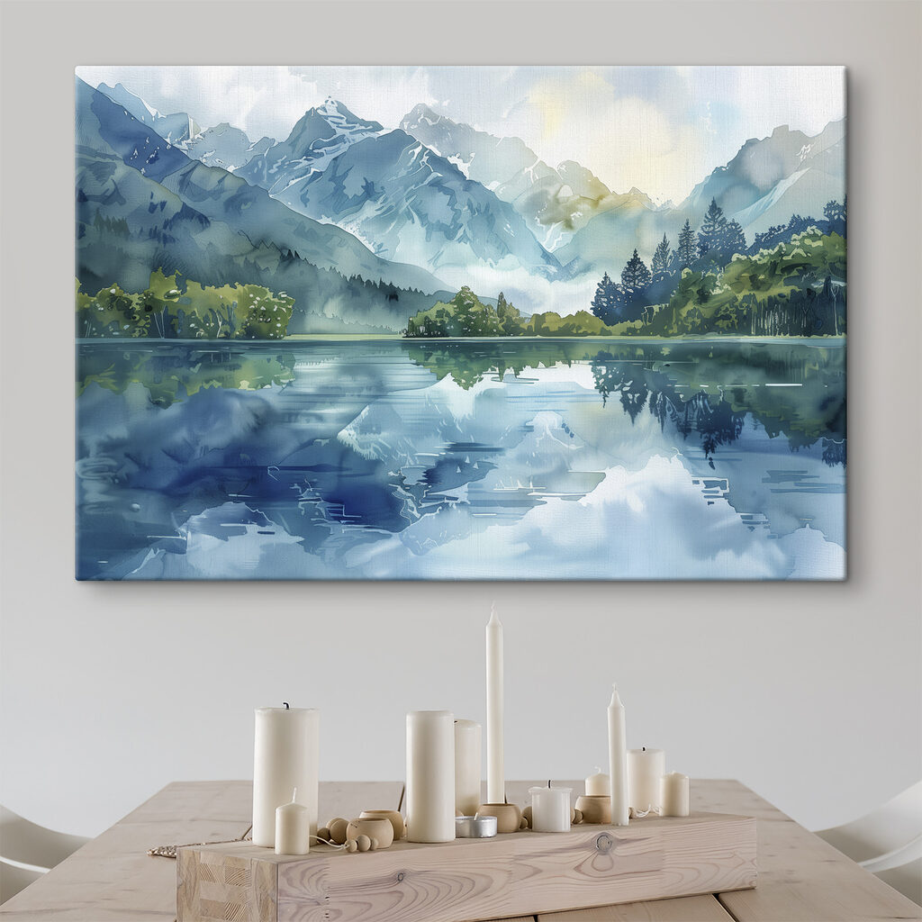Groene oevers, spiegelende bergen — interieur 1