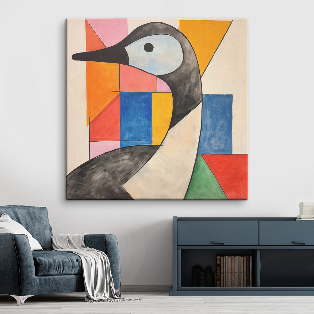 Een vogel tussen kleurvierkanten — interieur 2