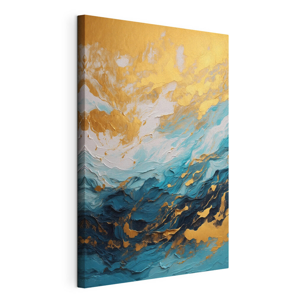 Gouden wolken, blauwe bergkammen — productweergave