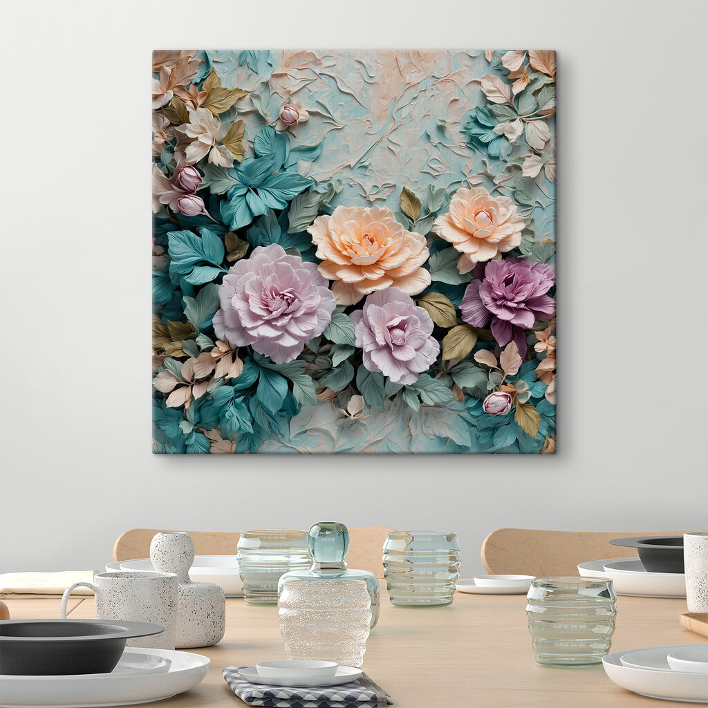 Pastelbloemen tussen koele bladeren — interieur 1