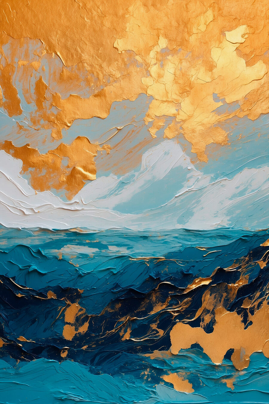 Goudkleurige lucht boven diepblauw — volledig ontwerp