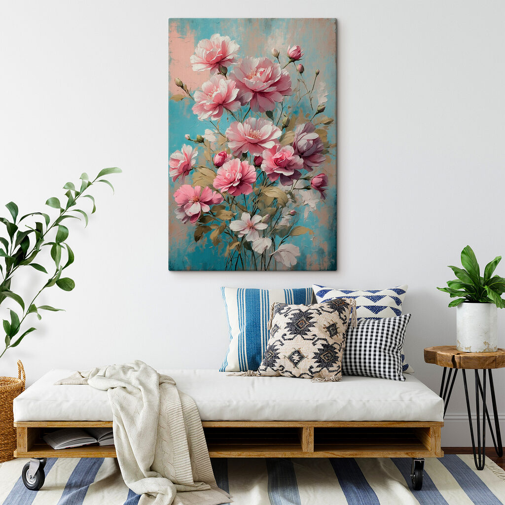 Schilderij van roze bloemen — interieur 2