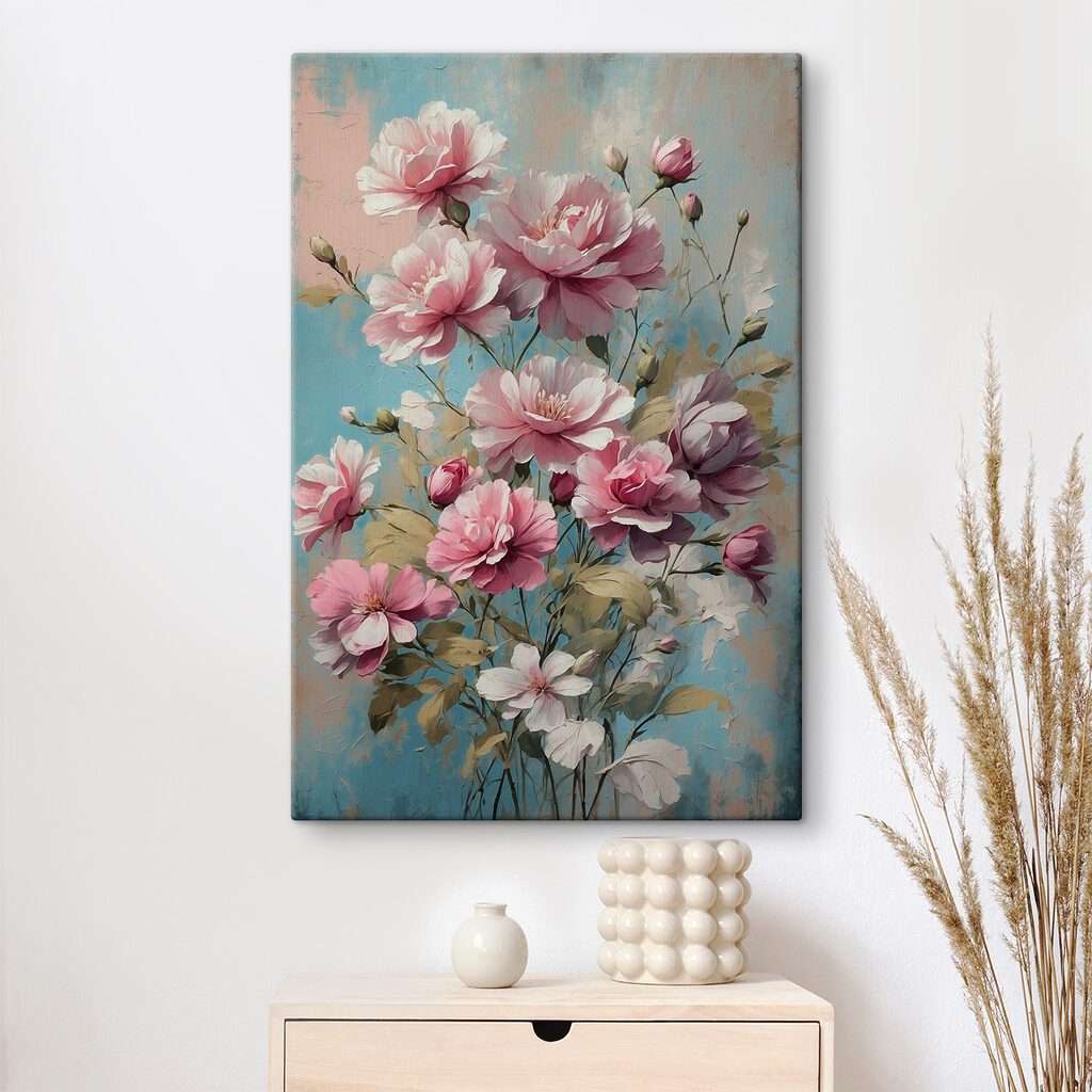 Schilderij van roze bloemen — interieur 1