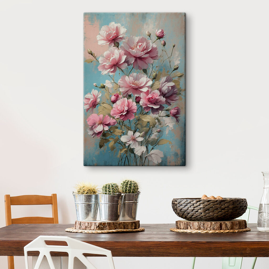 Schilderij van roze bloemen — interieur 3