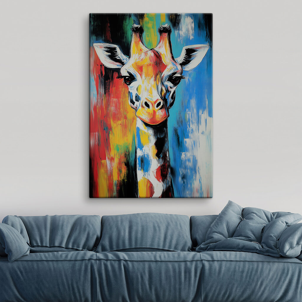 Giraffenblik tussen kleurbanen — interieur 1