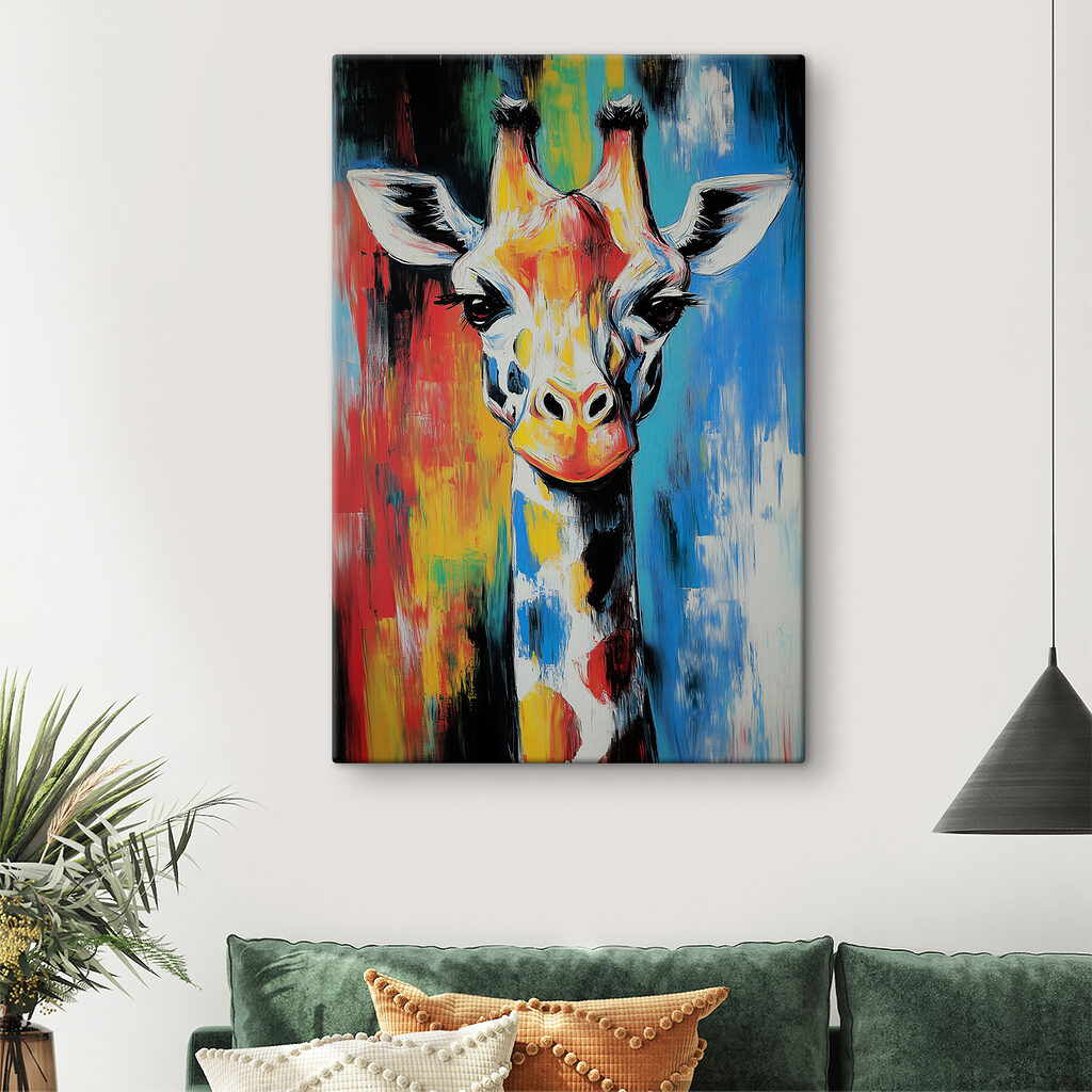 Giraffenblik tussen kleurbanen — interieur 2