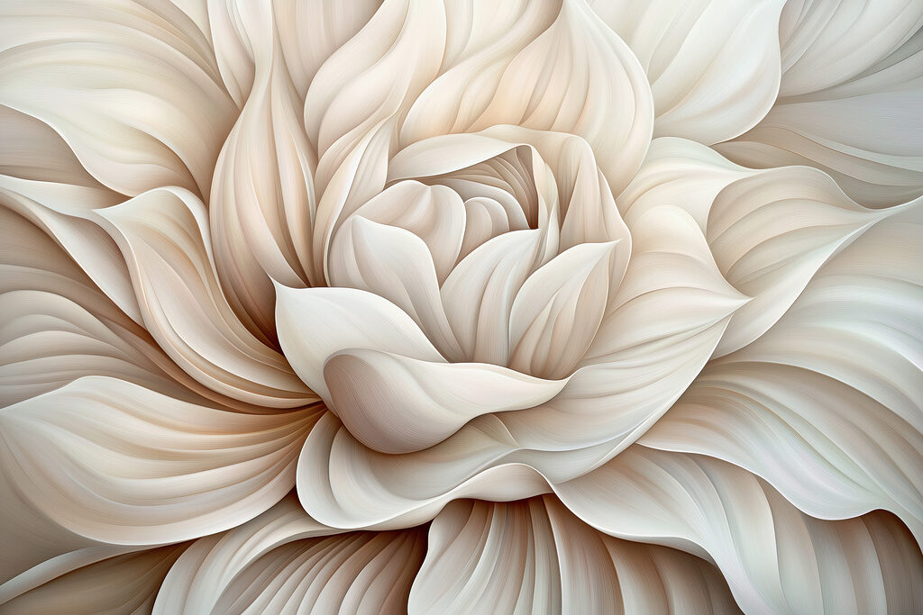 Witte blaadjes in werveling — volledig ontwerp