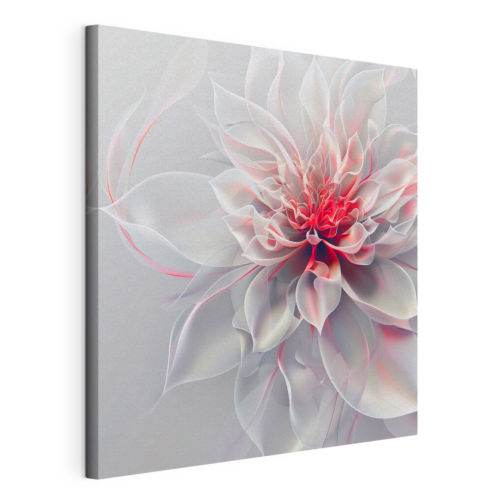 Bloem met rozerood hart, gespannen canvas met doorlopende rand
