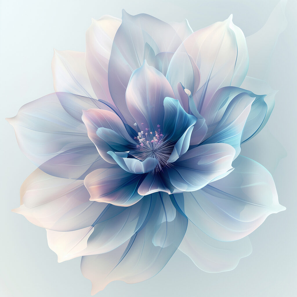 Blauwe bloem in pastel — volledig ontwerp