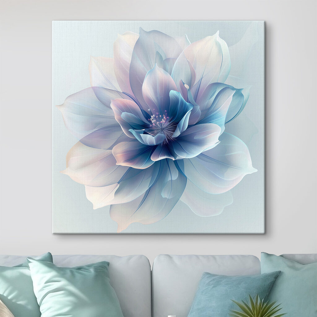 Blauwe bloem in pastel — interieur 1