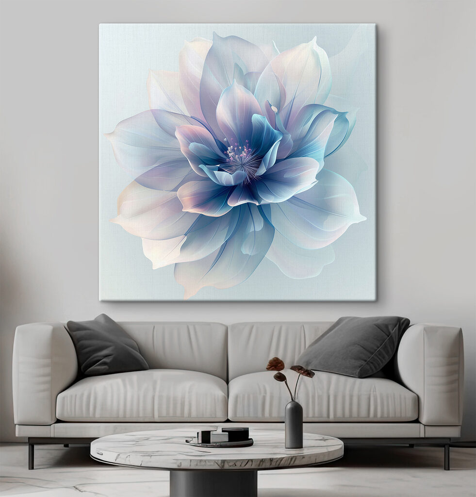 Blauwe bloem in pastel — interieur 2