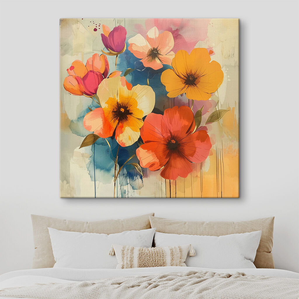Warme bloemen in kleurvlakken — interieur 2