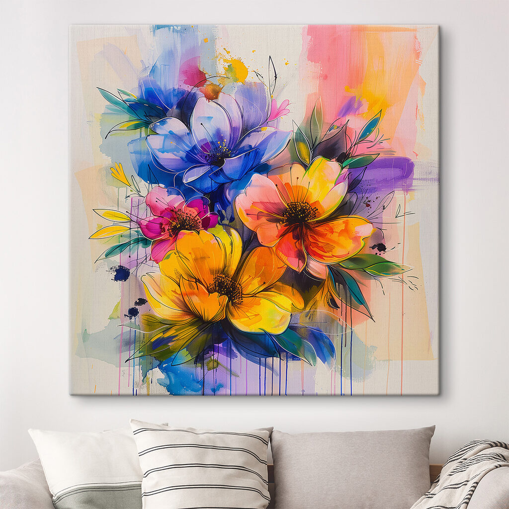 Blauwe bloei in kleurspatten — interieur 2