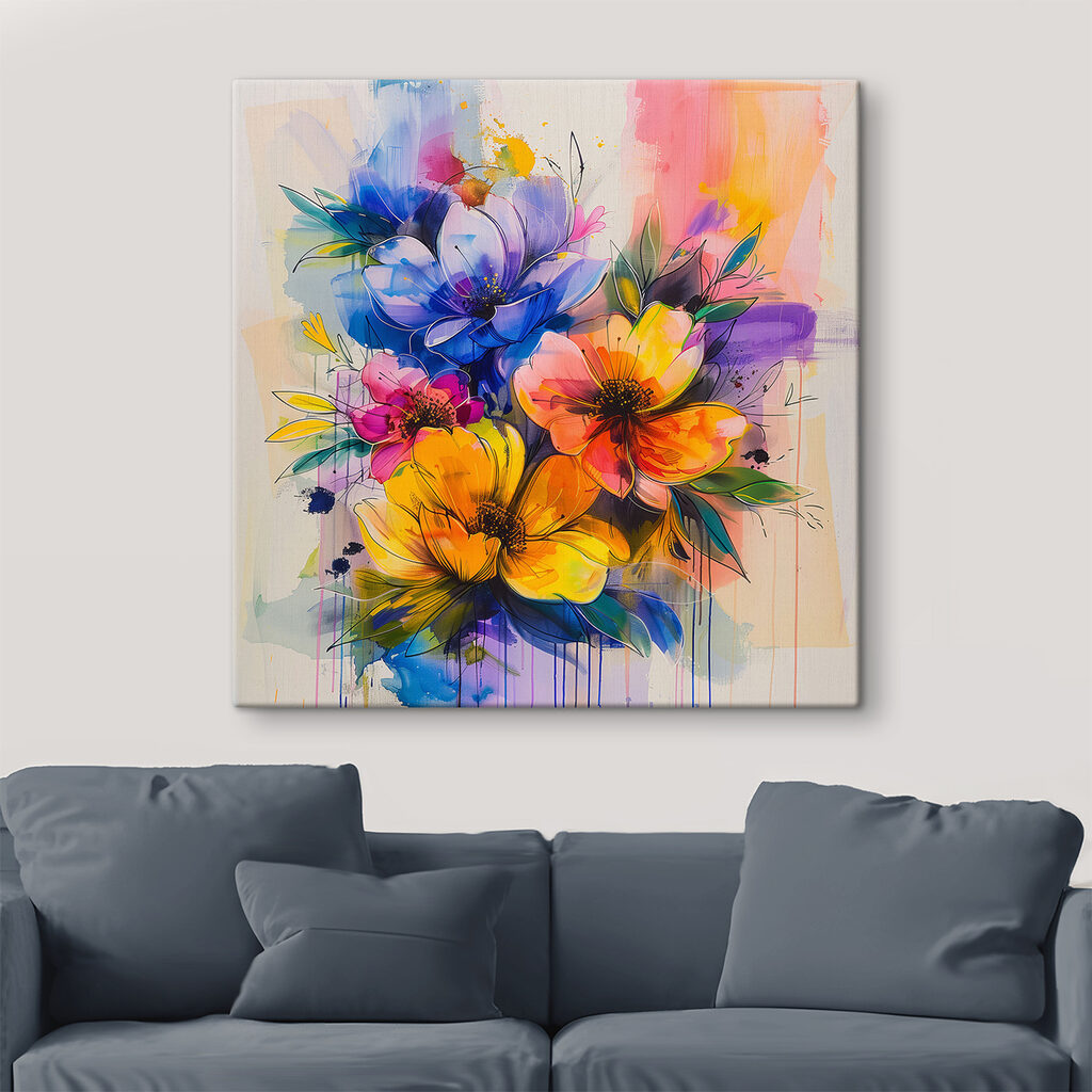 Blauwe bloei in kleurspatten — interieur 1