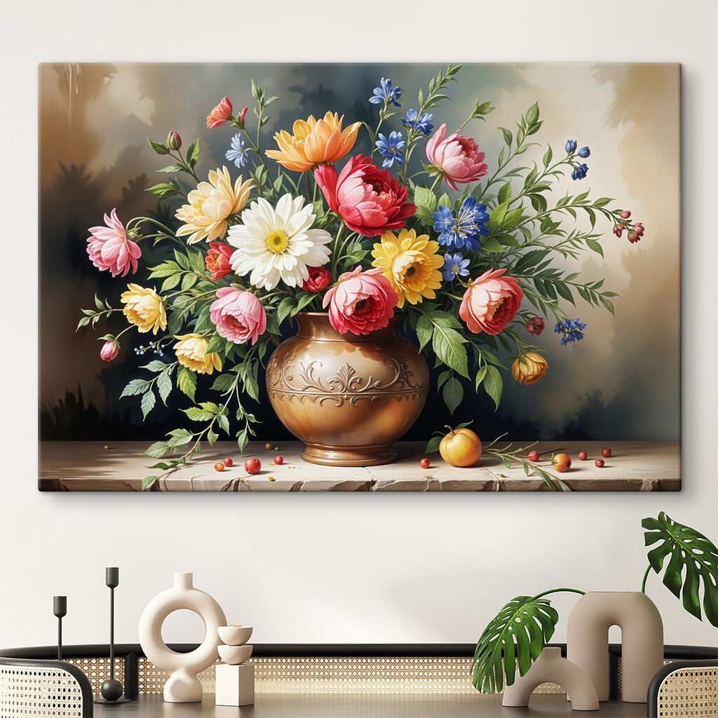 Zomerboeket in een sierschaal — interieur 1