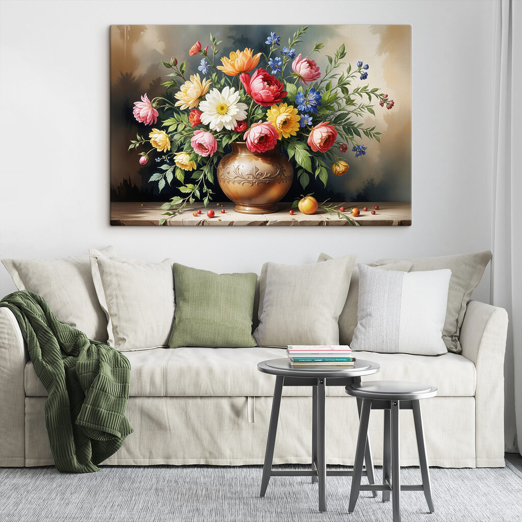 Zomerboeket in een sierschaal — interieur 2