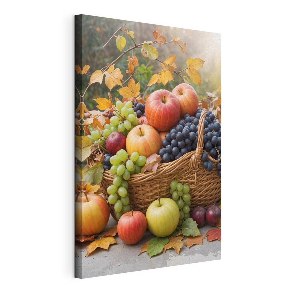 Een mand vol najaarsfruit — productweergave