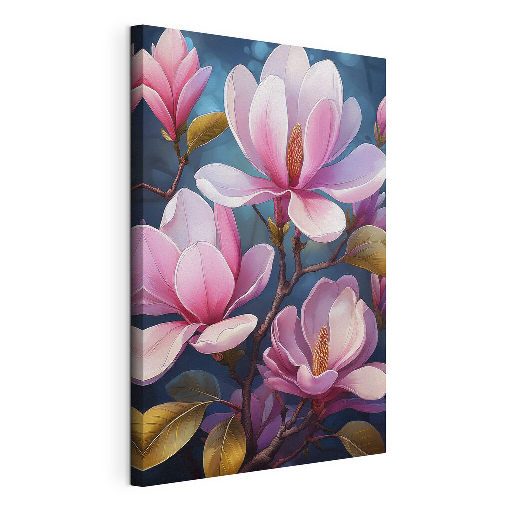 Roze magnolia op nachtblauw — productweergave