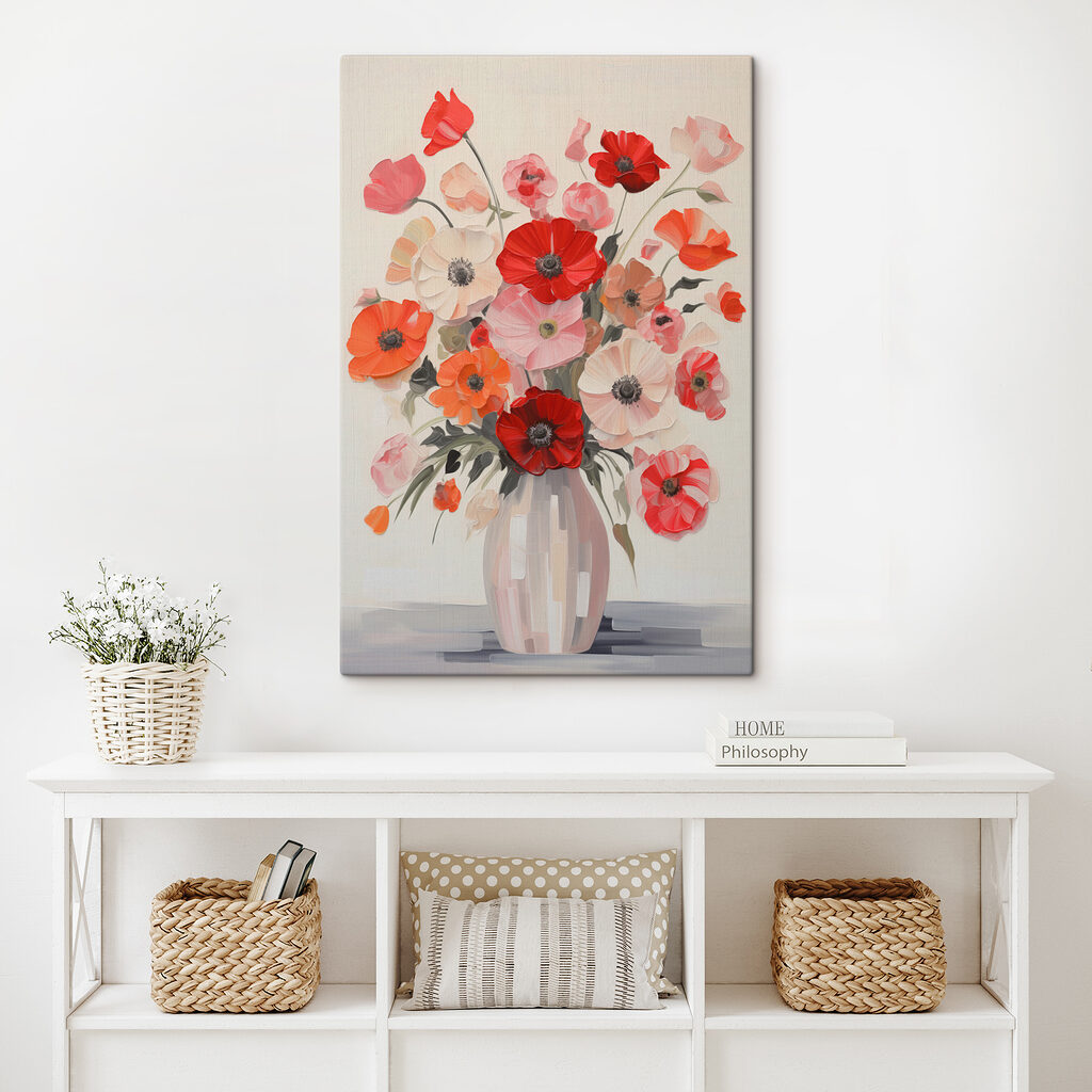Klaprozen in gestreepte vaas — interieur 2