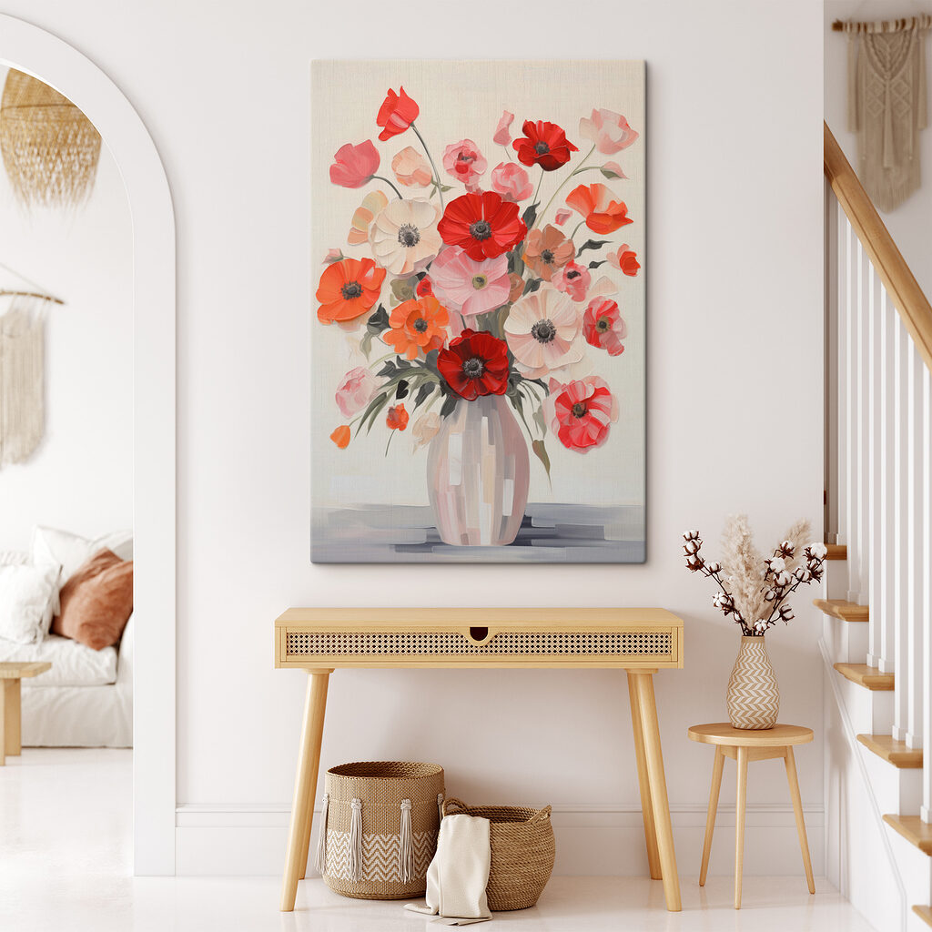 Klaprozen in gestreepte vaas — interieur 3