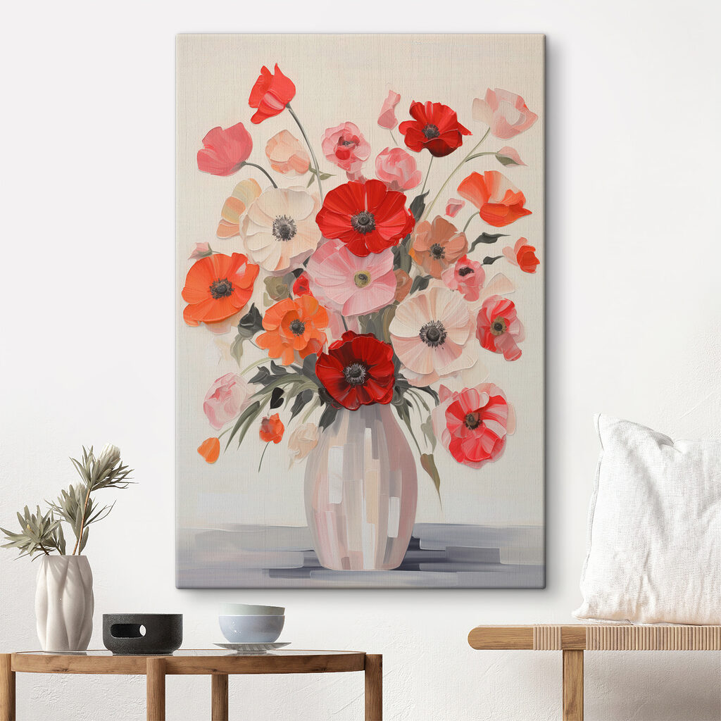 Klaprozen in gestreepte vaas — interieur 1