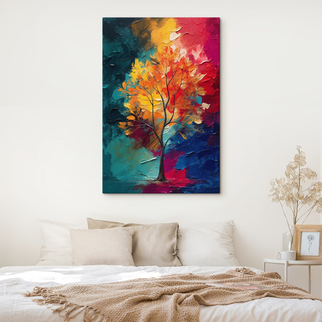 Een boom tussen verfkleuren — interieur 4