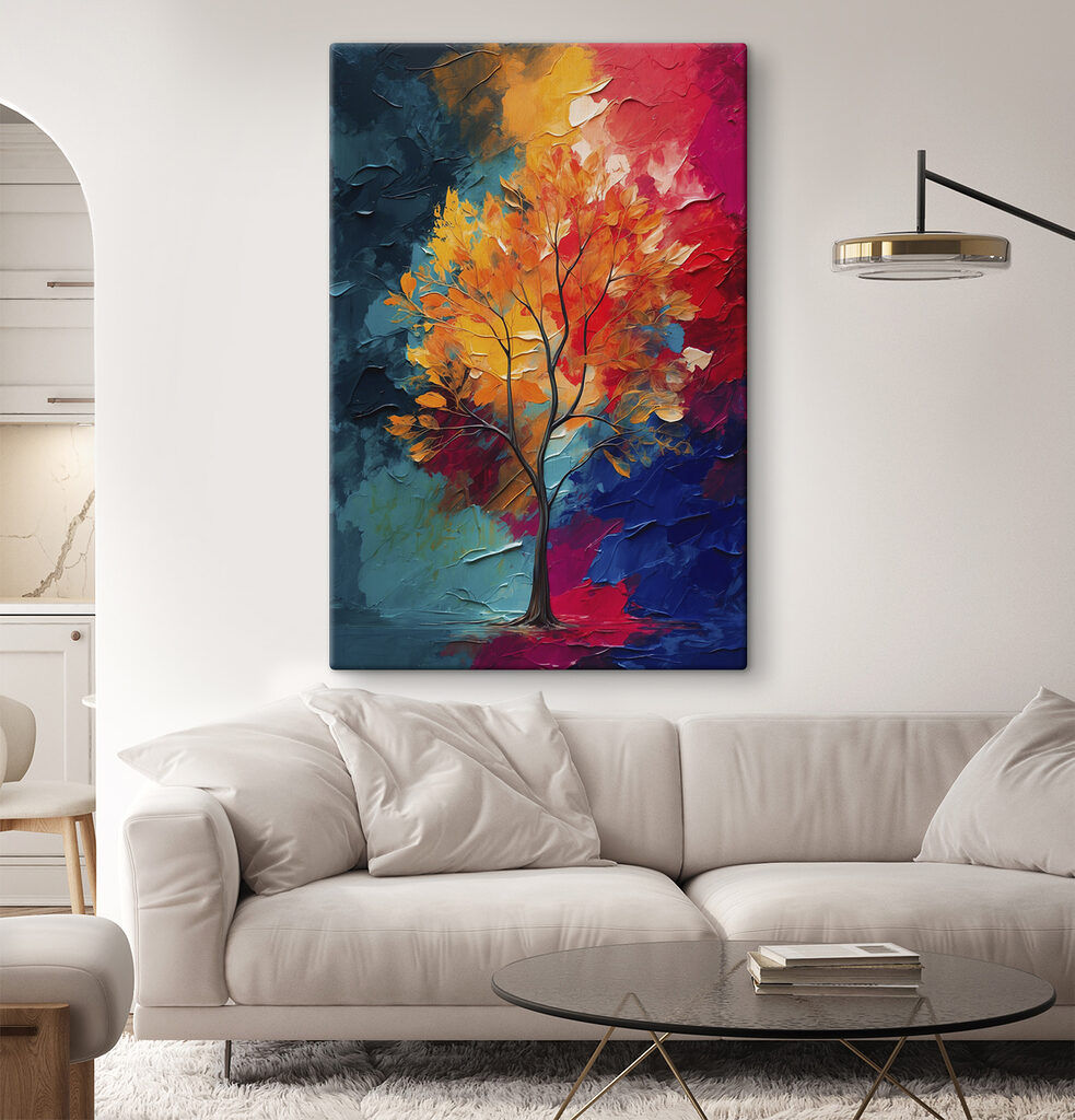Een boom tussen verfkleuren — interieur 2