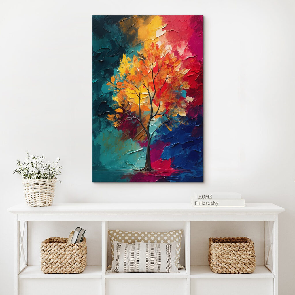 Een boom tussen verfkleuren — interieur 5