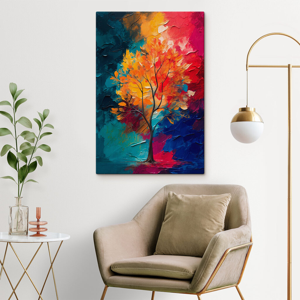 Een boom tussen verfkleuren — interieur 3