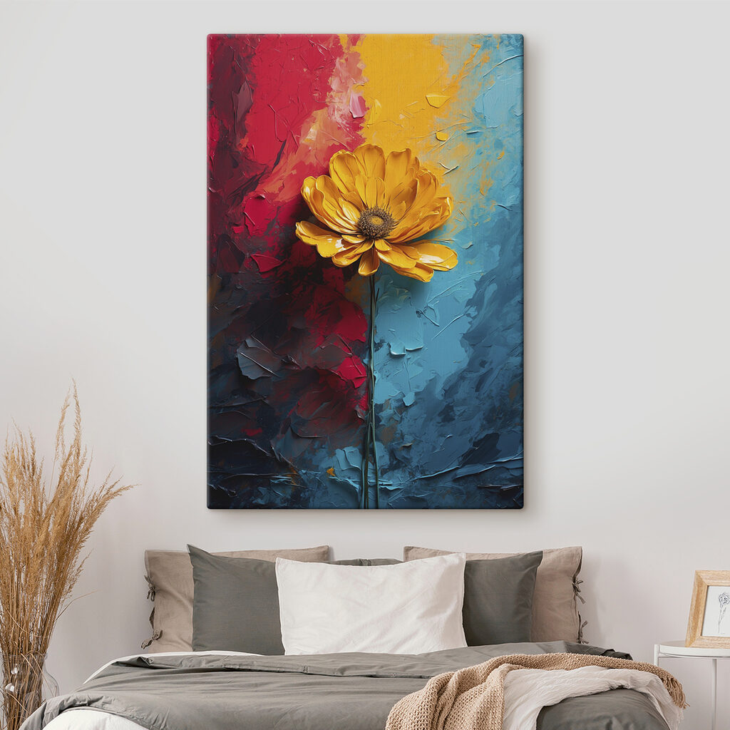 Gele bloem tussen kleurbanen — interieur 2