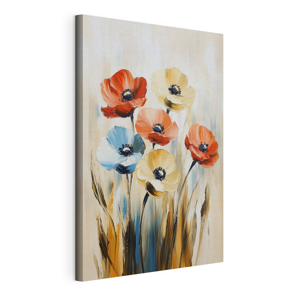 Bloemen tussen blauwe grashalmen — productweergave