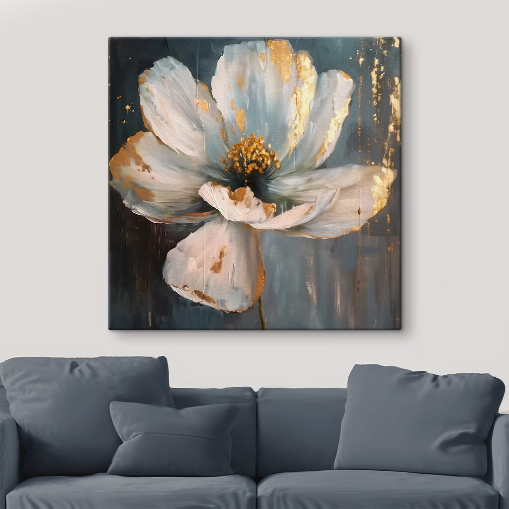 Witte bloem draagt goud — interieur 1