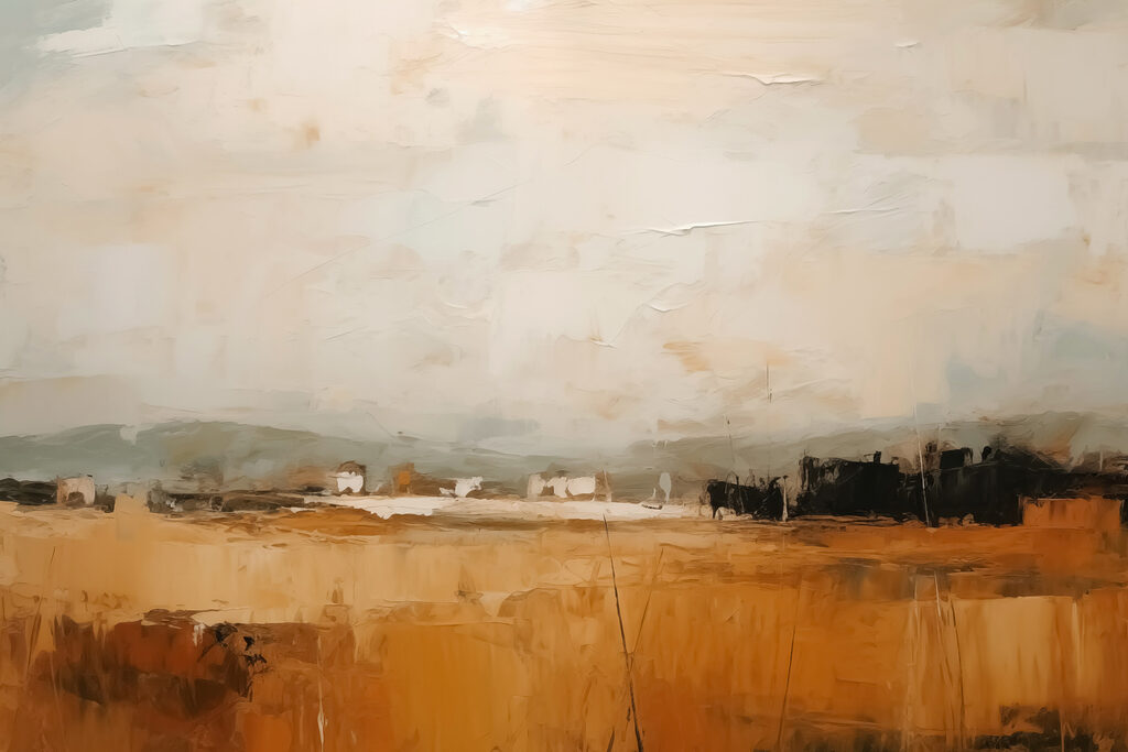 Een horizon boven okervelden — volledig ontwerp