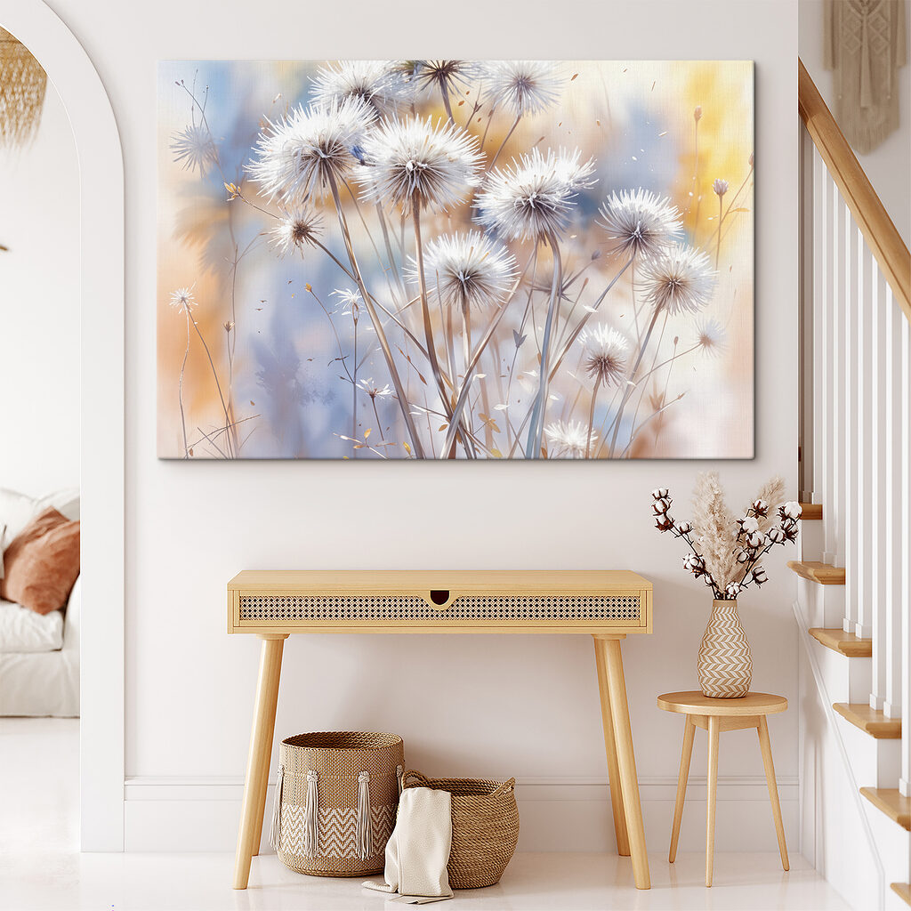 Pluisbloemen in warm licht — interieur 2