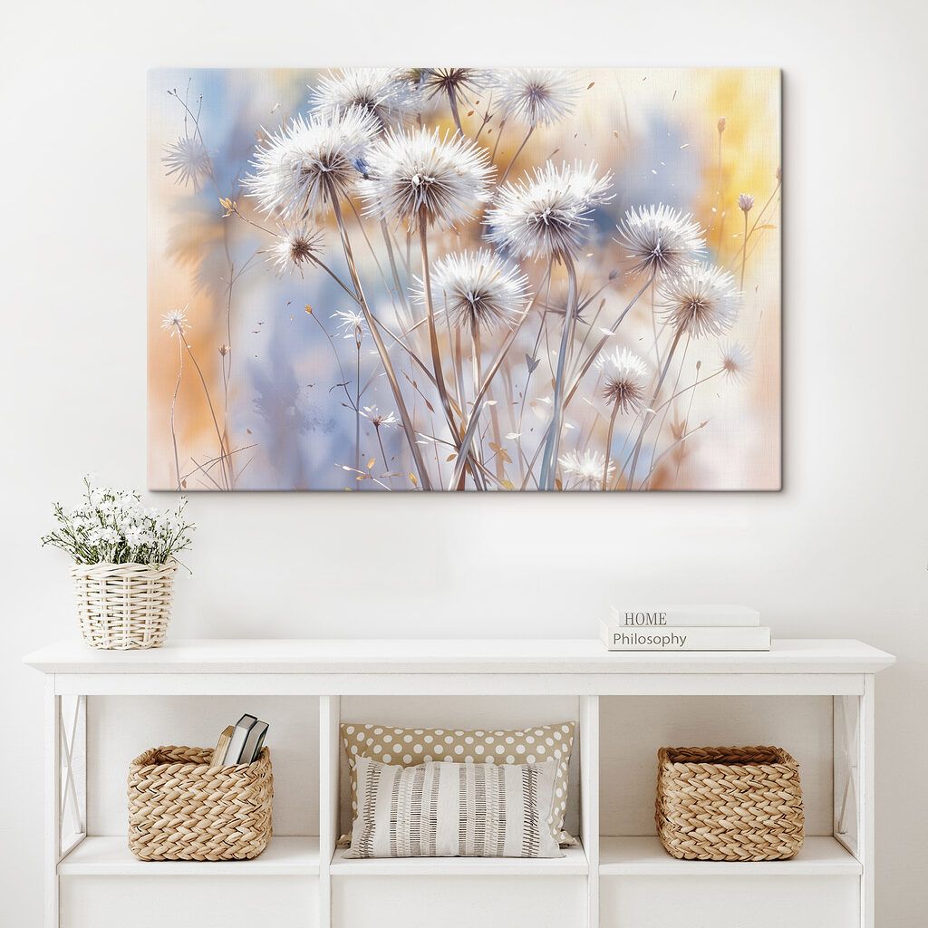 Pluisbloemen in warm licht — interieur 1