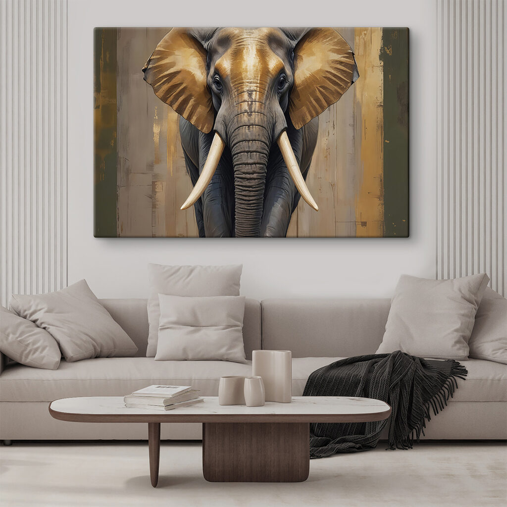 Olifant in gouden lichtvlakken — interieur 1