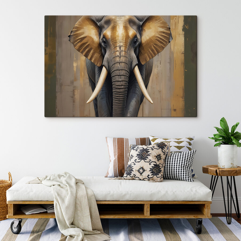 Olifant in gouden lichtvlakken — interieur 2