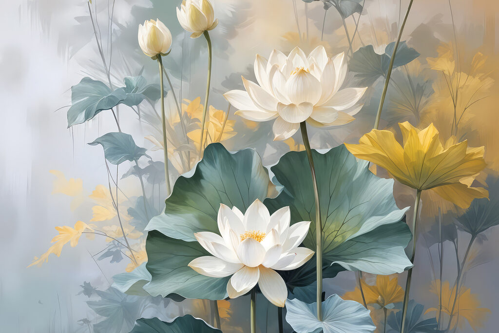 Lotussen in zonnige tinten — volledig ontwerp