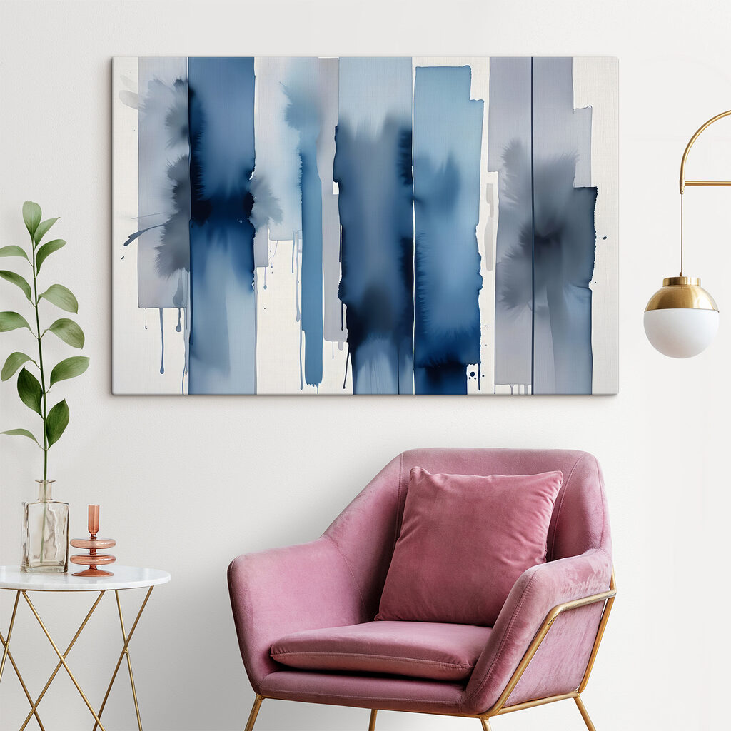 Blauwe strepen met druppels — interieur 1